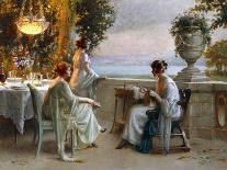 A Soiree on the Terrace, (Oil on Canvas)-Delphin Enjolras-Giclee Print