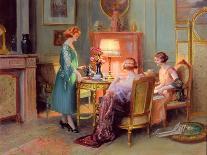 A Lady Sewing in an Interior, (Oil on Canvas)-Delphin Enjolras-Giclee Print