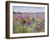 Delphinium Field and Church-Timothy Easton-Framed Giclee Print