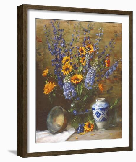 Delphiniums and Chinese Vase-Frank Janca-Framed Giclee Print