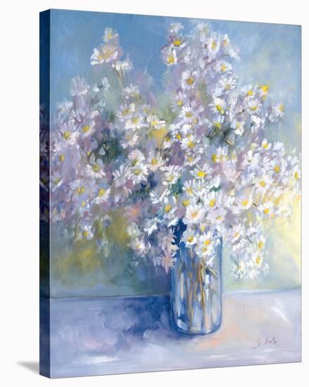 Delphiniums and Daisies-Genevieve Dolle-Stretched Canvas