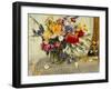 Delphiniums, Roses, Peonies, Dahlias and Other Flowers in a Glass Vase-Ferdinand Brod-Framed Giclee Print