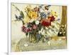 Delphiniums, Roses, Peonies, Dahlias and Other Flowers in a Glass Vase-Ferdinand Brod-Framed Giclee Print