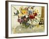 Delphiniums, Roses, Peonies, Dahlias and Other Flowers in a Glass Vase-Ferdinand Brod-Framed Giclee Print