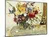 Delphiniums, Roses, Peonies, Dahlias and Other Flowers in a Glass Vase-Ferdinand Brod-Mounted Giclee Print