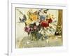 Delphiniums, Roses, Peonies, Dahlias and Other Flowers in a Glass Vase-Ferdinand Brod-Framed Giclee Print