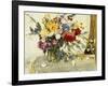 Delphiniums, Roses, Peonies, Dahlias and Other Flowers in a Glass Vase-Ferdinand Brod-Framed Giclee Print