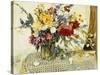 Delphiniums, Roses, Peonies, Dahlias and Other Flowers in a Glass Vase-Ferdinand Brod-Stretched Canvas
