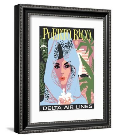 Puerto Rico Delta United States Caribbean Vintage Travel Advertisement Poster 