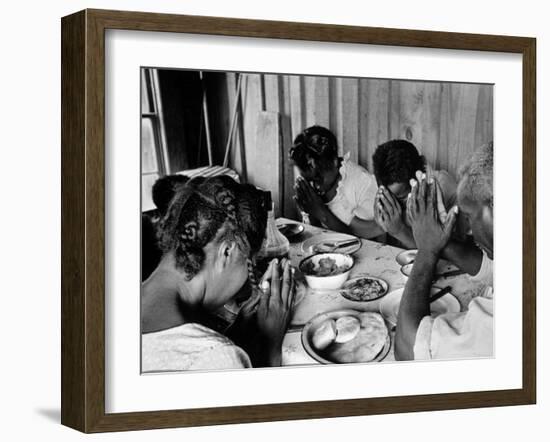 Delta and Pine Company African American Sharecropper Lonnie Fair and Family Praying before a Meal-Alfred Eisenstaedt-Framed Photographic Print