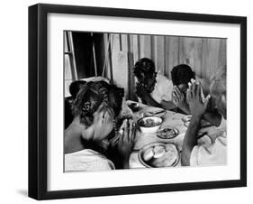 Delta and Pine Company African American Sharecropper Lonnie Fair and Family Praying before a Meal-Alfred Eisenstaedt-Framed Photographic Print