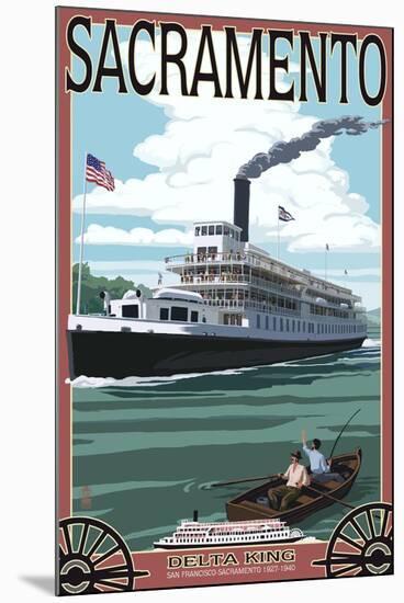 Delta King Riverboat - Sacramento, CA-Lantern Press-Mounted Art Print