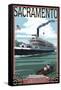 Delta King Riverboat - Sacramento, CA-Lantern Press-Framed Stretched Canvas
