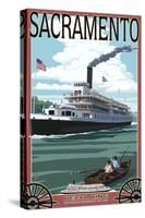 Delta King Riverboat - Sacramento, CA-Lantern Press-Stretched Canvas