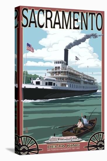 Delta King Riverboat - Sacramento, CA-Lantern Press-Stretched Canvas