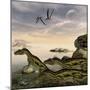 Deltadromeus Dinosaurs Search the Shoreline for Food to Eat-Stocktrek Images-Mounted Art Print