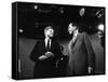 Dem. and Repub. Presidential Cands. John F. Kennedy and Richard M. Nixon Prior to 1st TV Debate-Paul Schutzer-Framed Stretched Canvas