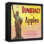 Democracy Apple Crate Label - Dufur, OR-Lantern Press-Framed Stretched Canvas