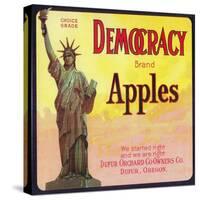 Democracy Apple Crate Label - Dufur, OR-Lantern Press-Stretched Canvas