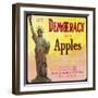 Democracy Apple Crate Label - Dufur, OR-Lantern Press-Framed Art Print