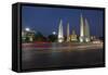 Democracy Monument at dusk, Bangkok, Thailand, Southeast Asia, Asia-Frank Fell-Framed Stretched Canvas