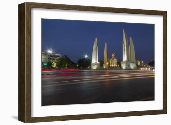 Democracy Monument at dusk, Bangkok, Thailand, Southeast Asia, Asia-Frank Fell-Framed Photographic Print