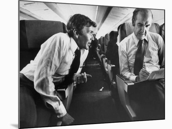 Democrat George Mcgovern with Aide on Plane During His Presidential Campaign-null-Mounted Photographic Print
