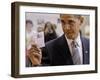 Democratic Candidate for President, Barack Obama Holding Up Voting Receipt, Chicago, Nov 4, 2008-null-Framed Photographic Print