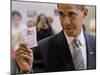 Democratic Candidate for President, Barack Obama Holding Up Voting Receipt, Chicago, Nov 4, 2008-null-Mounted Photographic Print