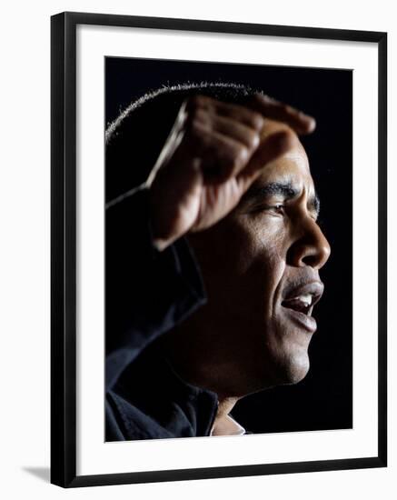 Democratic Candidate for President, Barack Obama Speaks at Rally Day Before Election, Nov 3, 2008-null-Framed Photographic Print