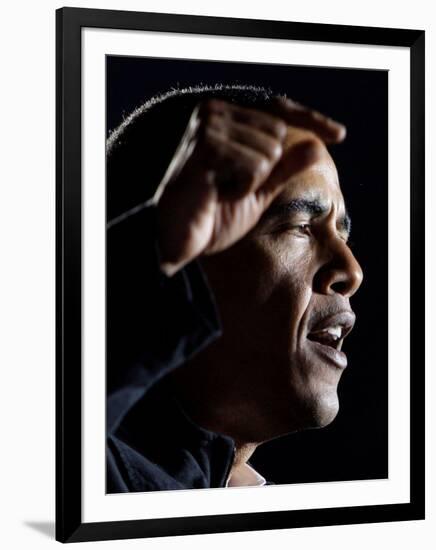 Democratic Candidate for President, Barack Obama Speaks at Rally Day Before Election, Nov 3, 2008-null-Framed Photographic Print