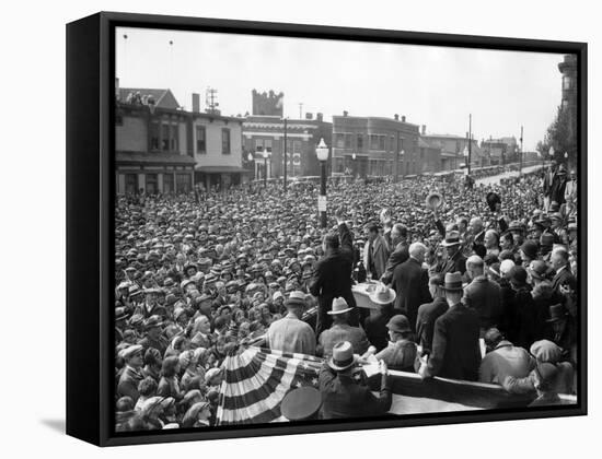 Democratic Presidential Candidate, Franklin Roosevelt, Speaks to Crowd of 10,000, Butte, Montana-null-Framed Stretched Canvas