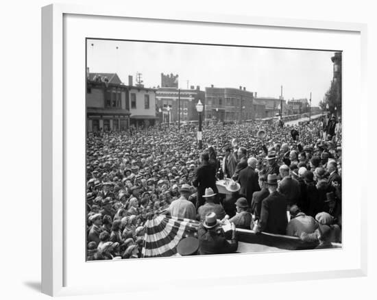 Democratic Presidential Candidate, Franklin Roosevelt, Speaks to Crowd of 10,000, Butte, Montana-null-Framed Photo