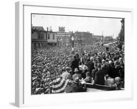 Democratic Presidential Candidate, Franklin Roosevelt, Speaks to Crowd of 10,000, Butte, Montana-null-Framed Photo