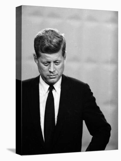 Democratic Presidential Candidate John F. Kennedy During Famed Kennedy Nixon Televised Debate-Paul Schutzer-Stretched Canvas
