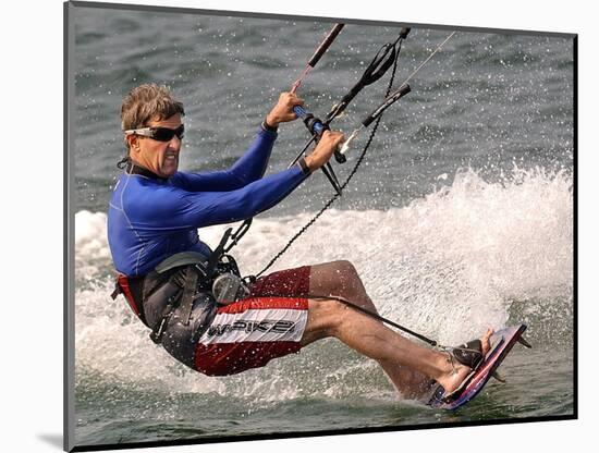 Democratic Presidential Candidate Sen. John Kerry, D-Mass., Kite Surfs-null-Mounted Photographic Print