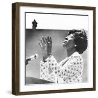 Democratic Presidential Candidate Shirley Chisholm Addresses Students at Cal State at Long Beach-null-Framed Premium Photographic Print