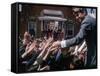 Democratic Presidential Contender Bobby Kennedy Shaking Hands in Crowd During Campaign Event-Bill Eppridge-Framed Stretched Canvas