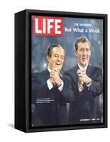 Democratic Primary Winners, Pres Candidate Hubert Humphrey and VP Edmund Muskie, September 6, 1968-Lee Balterman-Framed Stretched Canvas