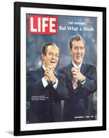 Democratic Primary Winners, Pres Candidate Hubert Humphrey and VP Edmund Muskie, September 6, 1968-Lee Balterman-Framed Photographic Print