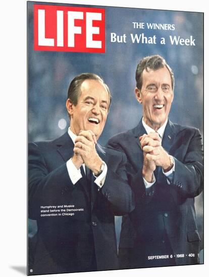 Democratic Primary Winners, Pres Candidate Hubert Humphrey and VP Edmund Muskie, September 6, 1968-Lee Balterman-Mounted Photographic Print