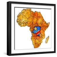 Democratic Republic of Congo on Actual Map of Africa-michal812-Framed Premium Giclee Print