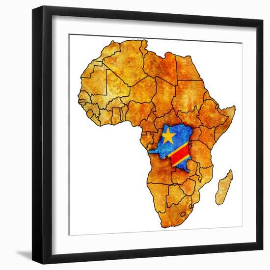 Democratic Republic of Congo on Actual Map of Africa-michal812-Framed Premium Giclee Print