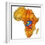 Democratic Republic of Congo on Actual Map of Africa-michal812-Framed Premium Giclee Print