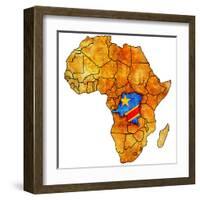 Democratic Republic of Congo on Actual Map of Africa-michal812-Framed Art Print