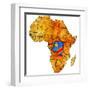 Democratic Republic of Congo on Actual Map of Africa-michal812-Framed Art Print