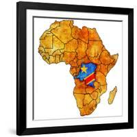 Democratic Republic of Congo on Actual Map of Africa-michal812-Framed Art Print