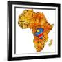 Democratic Republic of Congo on Actual Map of Africa-michal812-Framed Art Print