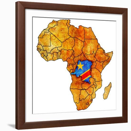 Democratic Republic of Congo on Actual Map of Africa-michal812-Framed Art Print