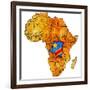 Democratic Republic of Congo on Actual Map of Africa-michal812-Framed Art Print